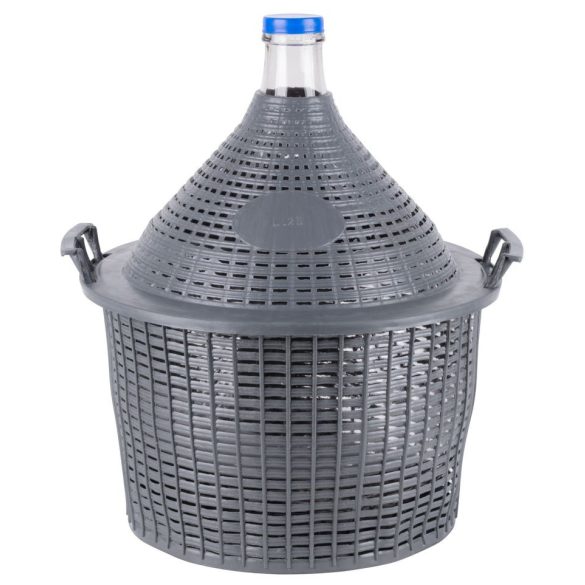 Demizson, Strend Pro Garden Cada Inco, 25 l, szürke, üveg, 55 mm nyakátmérő, műanyag védőburkolat, két fogantyú, borhoz és pálinkához