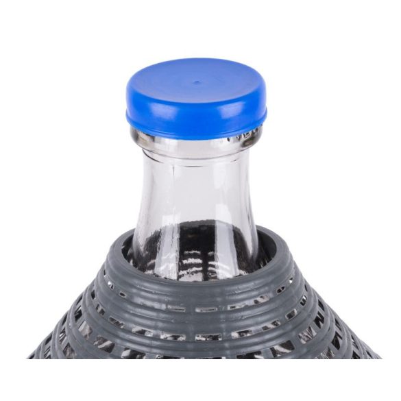 Demizson, Strend Pro Garden Cada Inco, 10 l, szürke, üveg, 55 mm nyakátmérő, műanyag védőburkolat, két fogantyú, dugó, borhoz és pálinkához