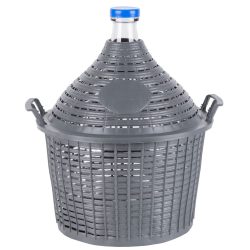   Demizson, Strend Pro Garden Cada Inco, 15 l, szürke, üveg, 55 mm nyakátmérő, műanyag védőburkolat, két fogantyú, dugó, borhoz és pálinkához