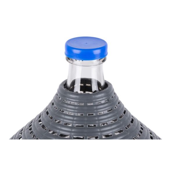 Demizson, Strend Pro Garden Cada Inco, 15 l, szürke, üveg, 55 mm nyakátmérő, műanyag védőburkolat, két fogantyú, dugó, borhoz és pálinkához