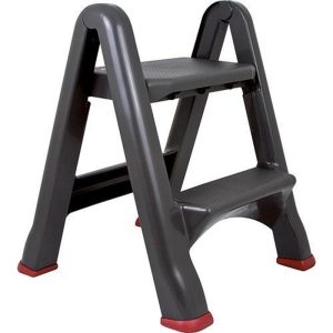 Fellépő, Curver, STEP STOOL, 2 fokos, műanyag, 63 cm, fekete, összecsukható, csúszásmentes kivitel