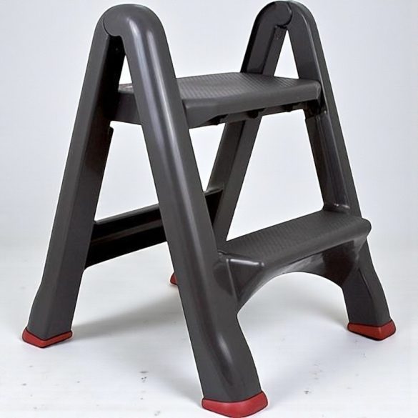 Fellépő, Curver, STEP STOOL, 2 fokos, műanyag, 63 cm, fekete, összecsukható, csúszásmentes kivitel