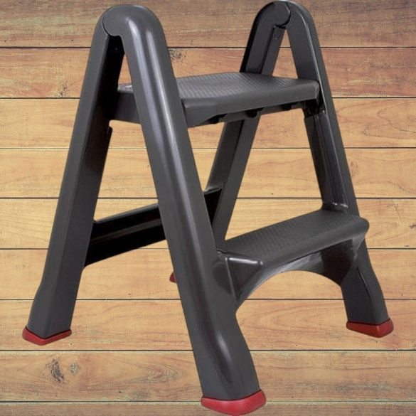 Fellépő, Curver, STEP STOOL, 2 fokos, műanyag, 63 cm, fekete, összecsukható, csúszásmentes kivitel