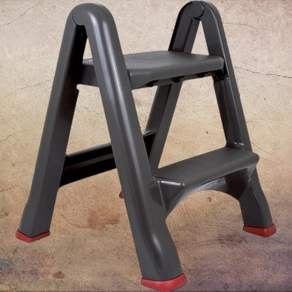 Fellépő, Curver, STEP STOOL, 2 fokos, műanyag, 63 cm, fekete, összecsukható, csúszásmentes kivitel
