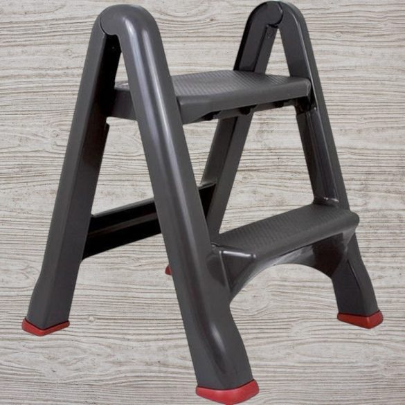 Fellépő, Curver, STEP STOOL, 2 fokos, műanyag, 63 cm, fekete, összecsukható, csúszásmentes kivitel