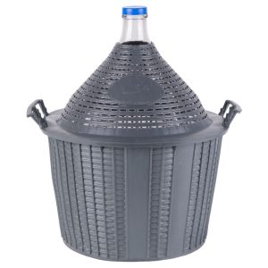 Demizson, Strend Pro Garden Cada Inco, 34 l, szürke, üveg, 55 mm nyakátmérő, műanyag védőburkolat, két fogantyú, borhoz és pálinkához