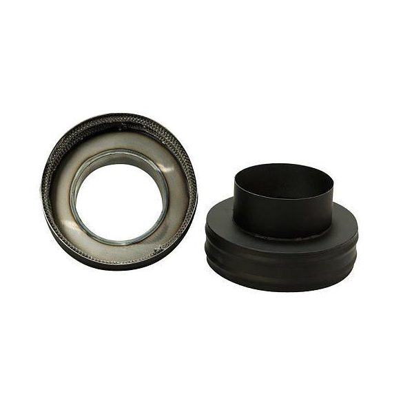 Füstcső szűkítő, V.A.P.K. HS 180/120/1,5, fekete, 180 mm - 120 mm, DC01 acéllemez, lemezvastagság: 1,5 mm, kályha-kémény csatlakozáshoz