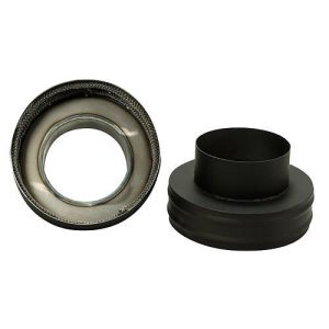 Füstcső szűkítő, V.A.P.K. HS 200/150/1,5, fekete, 200 mm - 150 mm, DC01 acéllemez, lemezvastagság: 1,5 mm, kályha-kémény csatlakozáshoz