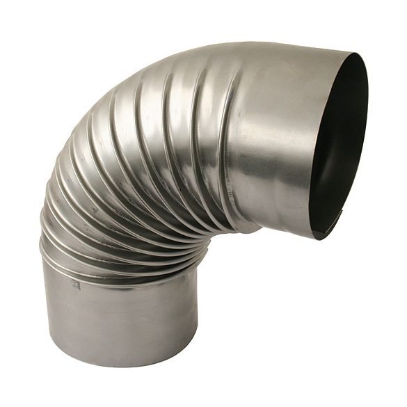 Füstcső könyök, V.A.P.K. Dymo, ezüst, 160 mm / 90°, EN 1856-2 tanúsítás, lemezvastagság: 0,4 mm