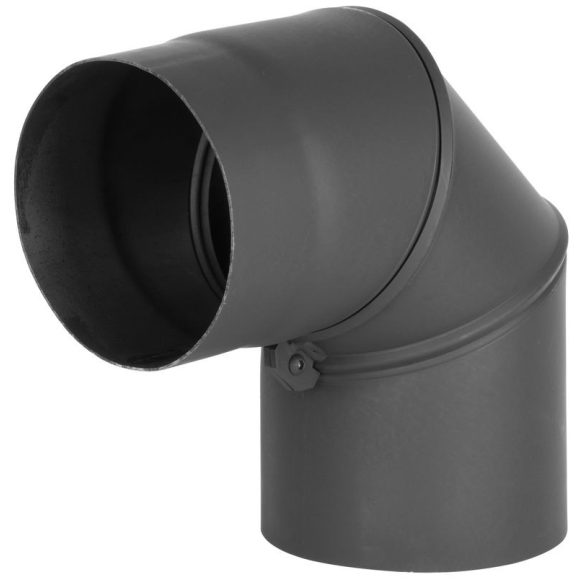 Füstcső könyök, V.A.P.K. HS.EX 090/150/1,5, fekete, 150 mm / 90°, állítható szögű, lemezvastagság: 1,5 mm