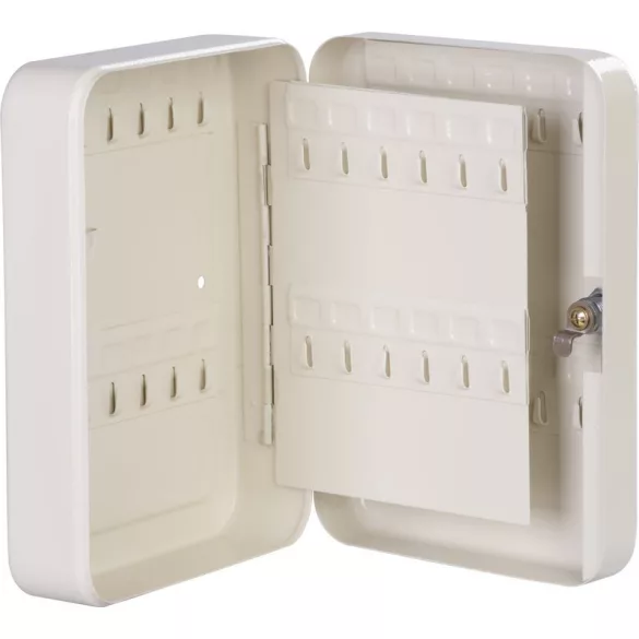 Kulcstartó doboz, Strend Pro KeyBox 214, krémszínű, 25 x 18 x 7,4 cm, 48 kampó, UV-álló festéssel bevont kivitel, falra rögzíthető