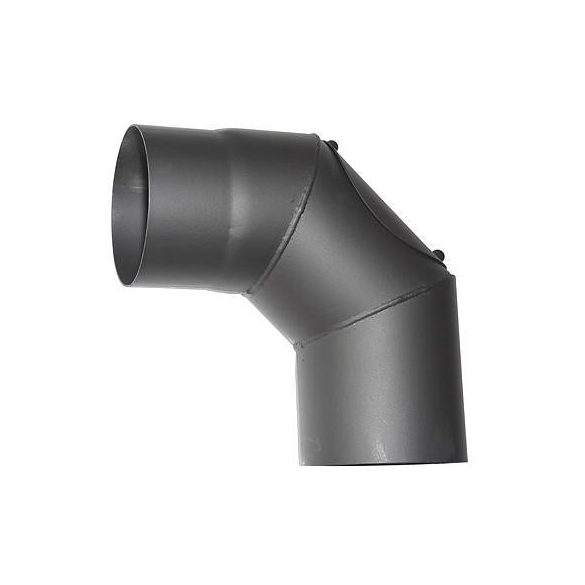 Füstcső könyök, V.A.P.K. HS.CO 090/160/2, fekete, 160 mm / 90°, nyílással, lemezvastagság: 2,0 mm