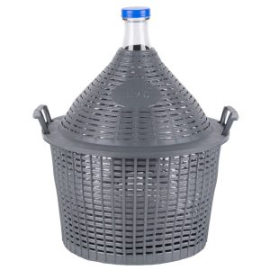 Demizson, Strend Pro Garden Cada Inco, 20 l, szürke, üveg, 55 mm nyakátmérő, műanyag védőburkolat, két fogantyú, borhoz és pálinkához