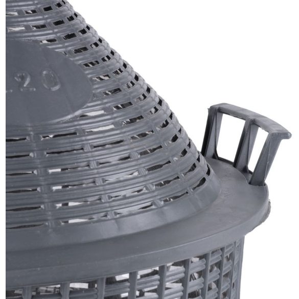 Demizson, Strend Pro Garden Cada Inco, 20 l, szürke, üveg, 55 mm nyakátmérő, műanyag védőburkolat, két fogantyú, borhoz és pálinkához