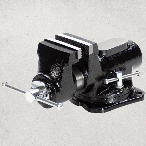 Asztali lakatos satu, Strend Pro, fekete, maximum 63 mm, lakatos kivitel, 360°-ban forgatható, orsós, asztalra szerelhető, üllővel