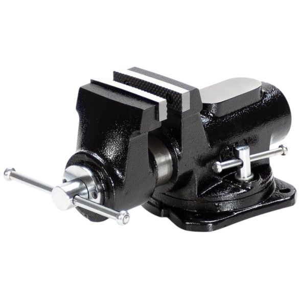 Asztali lakatos satu, Strend Pro, fekete, maximum 100 mm, lakatos kivitel, 360°-ban forgatható, orsós, asztalra szerelhető, üllővel