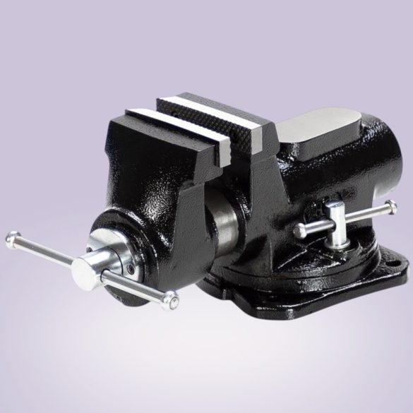 Asztali lakatos satu, Strend Pro, fekete, maximum 100 mm, lakatos kivitel, 360°-ban forgatható, orsós, asztalra szerelhető, üllővel