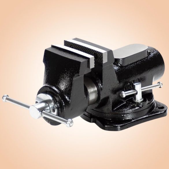 Asztali lakatos satu, Strend Pro, fekete, maximum 125 mm, lakatos kivitel, 360°-ban forgatható, orsós, asztalra szerelhető, üllővel