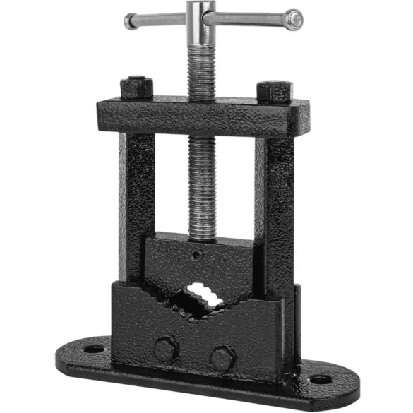 Asztali csőszerelő satu, Strend Pro, fekete, 100 mm, öntvény test, acél orsó, csövekhez, stabil, biztonságos