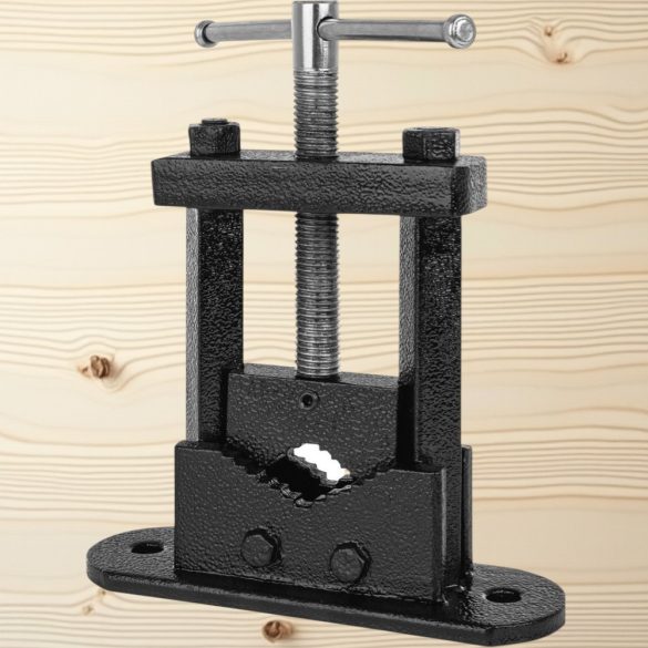 Asztali csőszerelő satu, Strend Pro, fekete, 100 mm, öntvény test, acél orsó, csövekhez, stabil, biztonságos