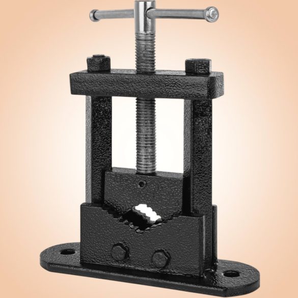 Asztali csőszerelő satu, Strend Pro, fekete, 100 mm, öntvény test, acél orsó, csövekhez, stabil, biztonságos
