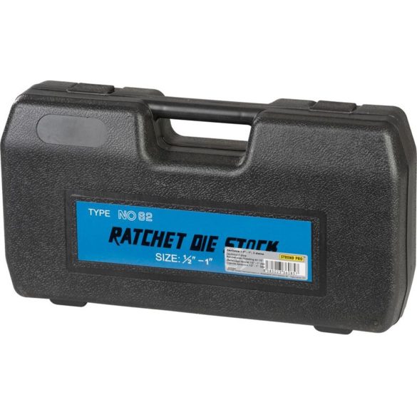 Kézi menetvágó készlet, Strend Pro PP3304.T062, sárga/fekete, 3 db (1/2", 3/4", 1") menetvágó fej, racsnis tokmány, hosszabbítókar