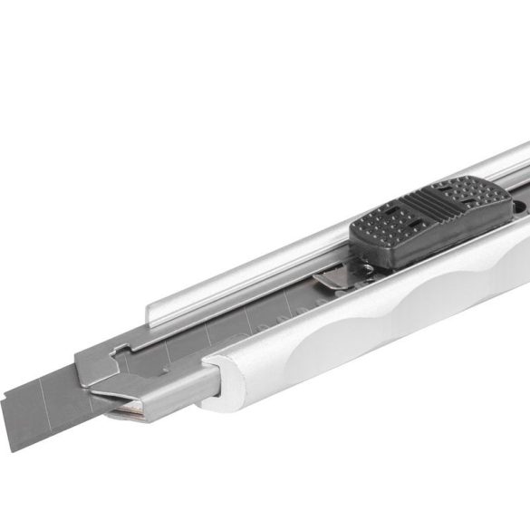 Tapétavágó kés, Giantop UC-516, ezüst, 18 mm penge, tördelhető, fém vezetősín, alumínium ház