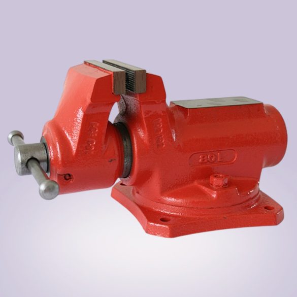 Asztali lakatos satu, York 63 Standard, piros, maximum 55 mm, 63 mm szélesség, lakatos kivitel, 360°-ban forgatható, orsós, asztalra rögzíthető, üllővel