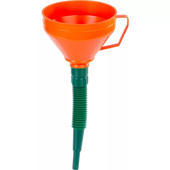 Üzemanyagkanna tölcsér, Strend Pro FFX160, narancssárga, flexibilis nyakkal, 160 mm