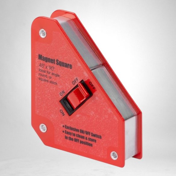 Hegesztő mágnes, Strend Pro QJ6006, piros, 15 x 13 cm, 25 kg teherbírás, kapcsolóval, 45° és 90° szögtartáshoz