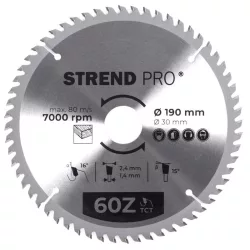   Körfűrészlap, Strend Pro, 190 × 2,4 × 30/20 mm, 60 db SK fog, hangtompító és tágulási hornyokkal, puhafához, keményfához, OSB, MDF, furatszűkítővel