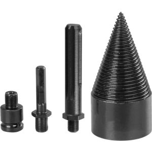 Fahasító kúp, Strend Pro Garden, fekete, 60 mm, 3 db adapterrel (SDS Max, 1/2" hatlap, négyszögletes), acél, tartós, fához