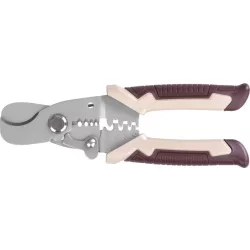   Krimpelőfogó, Strend Pro EA353, krémszínű/barna, 180 mm, kábelekhez, vágó és kábelcsupaszító funkcióval, drótkötelekhez és huzalokhoz is, acél, műanyag markolat