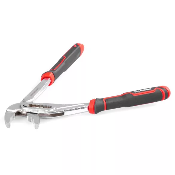 Vízpumpafogó, Strend Pro Premium ComfortGrip DL417, fekete/piros, 250 mm, fogazott pofák, állítható pofatávolság, fém, TPR bevonat