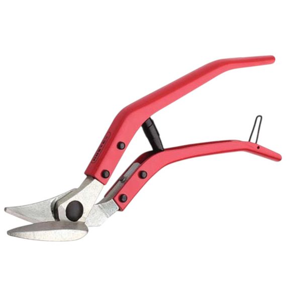Lemezvágó olló, Rostex 2324, piros, 300 mm, eltolt kivitel, lemezekhez maximum 1,3 mm vastagságig