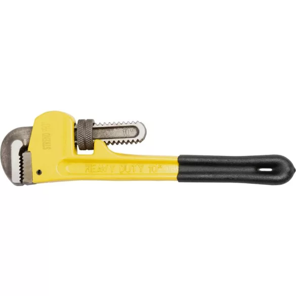 Csőfogó, Strend Pro PW572, sárga/fekete, 250 mm, vezetőanyával, fogazott pofák, gyors pofanyitás, fém