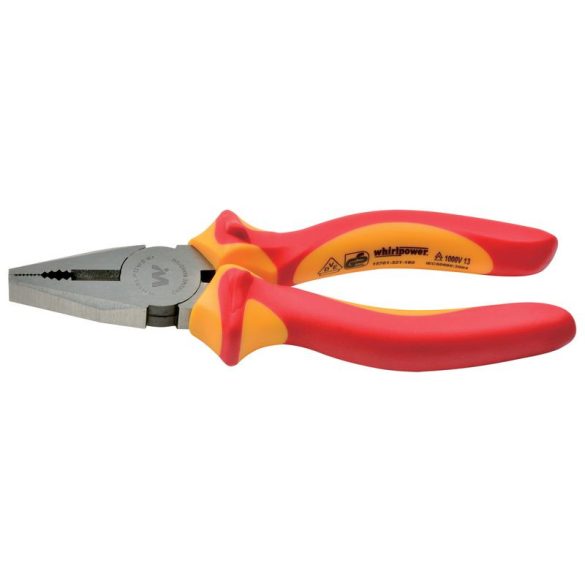 Kombinált fogó, Whirlpower, 15701-321, 18 cm, villanyszerelő, VDE 1000 V, DIN 5746, erős, precíz, profi