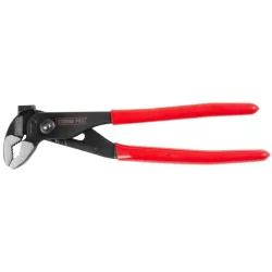   Vízpumpafogó, Strend Pro, fekete/piros, 250 mm, fogazott pofák, állítható pofatávolság, kalapáccsal, fém, PVC bevonat
