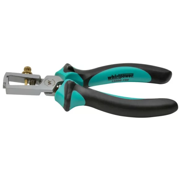 Kábelcsupaszító fogó, Whirlpower 15606, fekete/zöld, 180 mm, maximum 6,0 mm  vezetékhez, DIN 5745 szabvány, króm-vanádium acél, műanyag markolat
