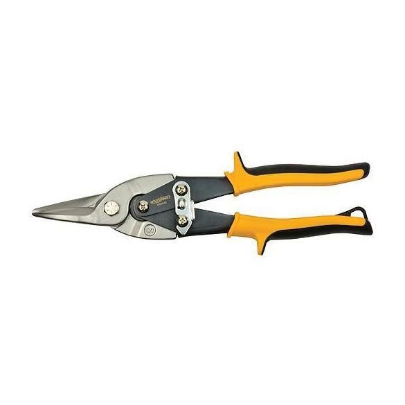 Lemezvágó olló, Whirlpower 15619-02, sárga/fekete, 250 mm, egyenes kivitel, lemezekhez