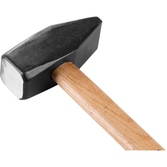 Lakatoskalapács, Strend Pro HM131, fekete, 5000 g, fa nyél, acél fej, DIN 1042, lapos/hegyes