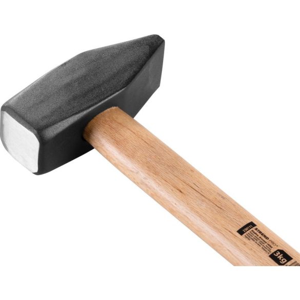 Lakatoskalapács, Strend Pro HM131 Heavy, fekete, 3000 g, fa nyél, acél fej, DIN 1042, lapos/hegyes