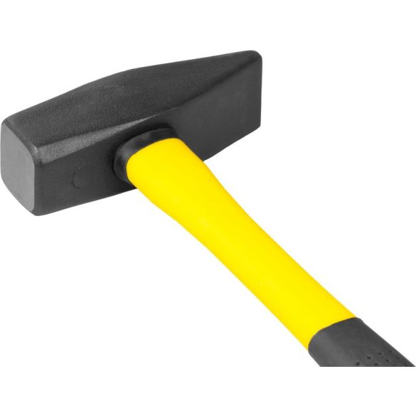 Lakatoskalapács, Strend Pro HM111, sárga/fekete, 1500 g, üvegszálas nyél, acél fej, DIN 1041, TUV/GS minősítés, lapos/hegyes