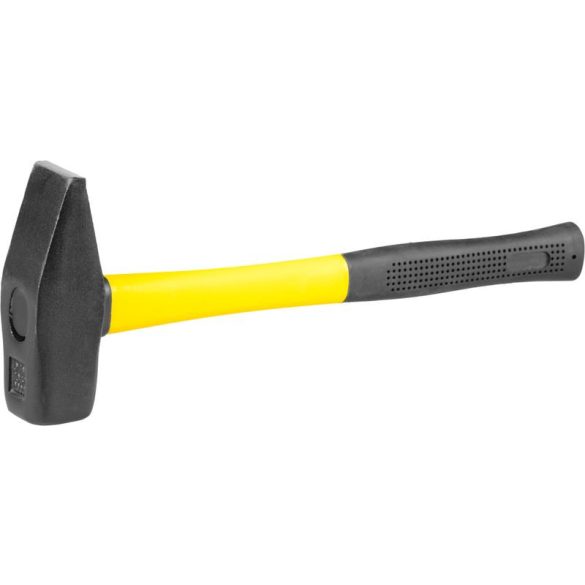 Lakatoskalapács, Strend Pro HM111, sárga/fekete, 2000 g, üvegszálas nyél, acél fej, DIN 1041, TUV/GS minősítés, lapos/hegyes