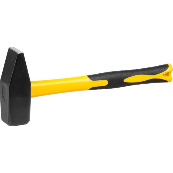Lakatoskalapács, Strend Pro HM112, sárga/fekete, 2000 g, üvegszálas nyél, acél fej, DIN 1041, lapos/hegyes