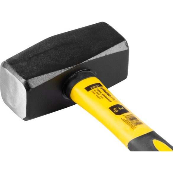 Lakatoskalapács, Strend Pro HS0524, sárga/fekete, 2000 g, üvegszálas nyél, acél fej, DIN 6475, lapos/lapos