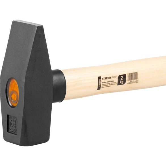 Lakatoskalapács, Strend Pro HM100, szürke, 2000 g, fa nyél, acél fej, DIN 1041, lapos/hegyes