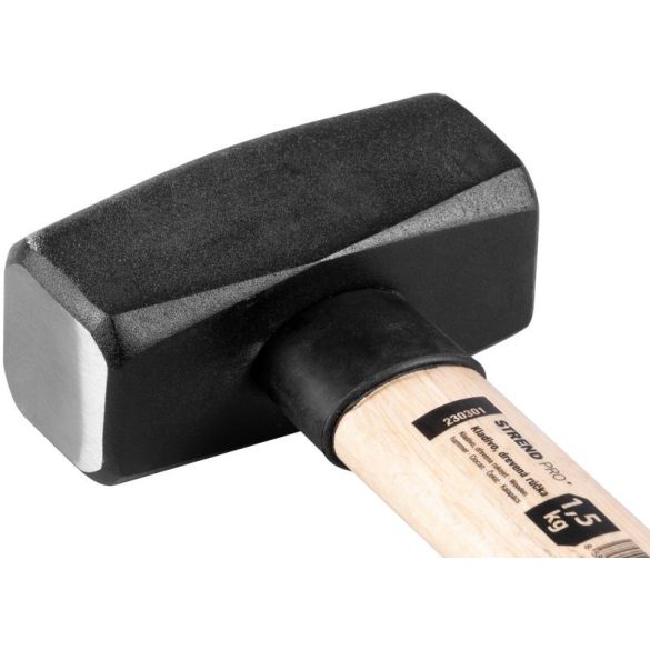 Lakatoskalapács, Strend Pro HS0301, fekete, 1500 g, fa nyél, acél fej, univerzális, DIN 6475, lapos/lapos