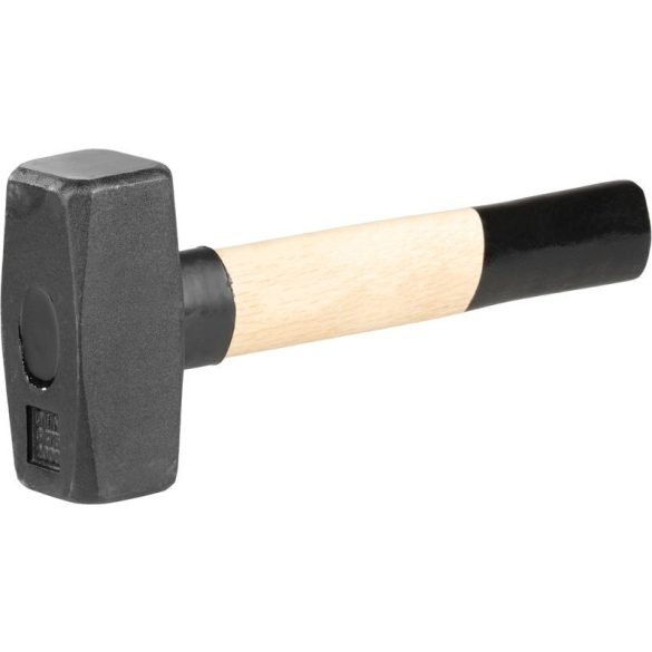 Lakatoskalapács, Strend Pro HS0301, fekete, 2000 g, fa nyél, acél fej, univerzális, DIN 6475, lapos/lapos