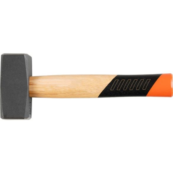 Kőműveskalapács, Strend Pro Premium HS1008, szürke, 1500 g, fa nyél, acél fej, lapos/lapos